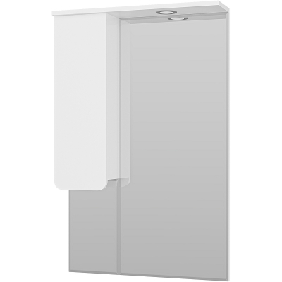 Зеркало со шкафом Misty Чегет 65 L П-Чег-02065-01Л с подсветкой Белое глянцевое