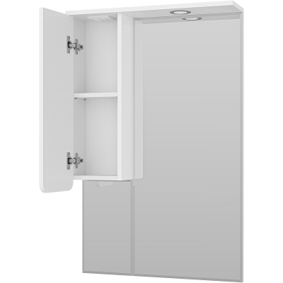Зеркало со шкафом Misty Чегет 65 L П-Чег-02065-01Л с подсветкой Белое глянцевое