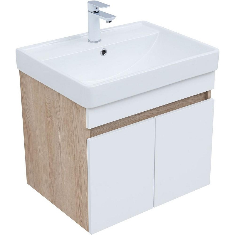 Тумба под раковину Aquanet Оптима 60 344799 подвесная Дуб светлый Белый сатин, купить, цена, заказать, магазин, доставка, скидка, промокод, купить, цена, заказать, магазин, доставка, скидка, промокод