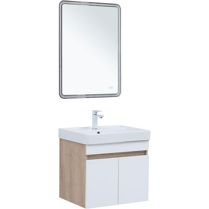 Тумба под раковину Aquanet Оптима 60 344799 подвесная Дуб светлый Белый сатин, купить, цена, заказать, магазин, доставка, скидка, промокод, купить, цена, заказать, магазин, доставка, скидка, промокод