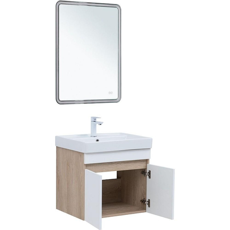 Тумба под раковину Aquanet Оптима 60 344799 подвесная Дуб светлый Белый сатин, купить, цена, заказать, магазин, доставка, скидка, промокод, купить, цена, заказать, магазин, доставка, скидка, промокод