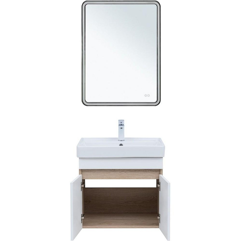 Тумба под раковину Aquanet Оптима 60 344799 подвесная Дуб светлый Белый сатин, купить, цена, заказать, магазин, доставка, скидка, промокод, купить, цена, заказать, магазин, доставка, скидка, промокод