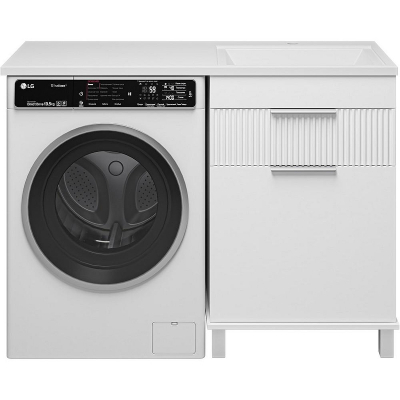 Тумба с раковиной Brevita Enfida 120 R УТ000024653 с бельевой корзиной Белая матовая