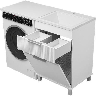 Тумба с раковиной Brevita Enfida 120 R УТ000024653 с бельевой корзиной Белая матовая