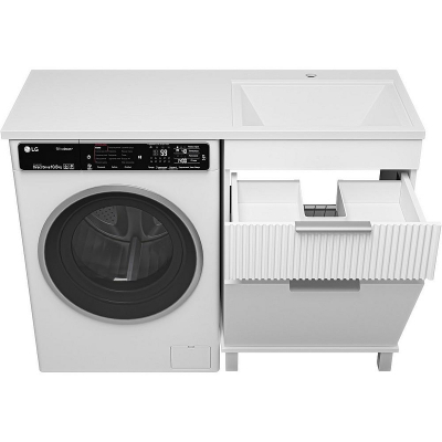 Тумба с раковиной Brevita Enfida 120 R УТ000024653 с бельевой корзиной Белая матовая