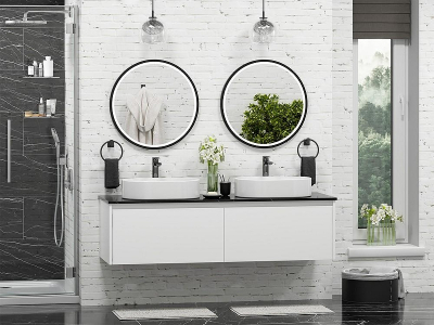 Тумба с раковиной Misty Виста 150 УТ000025084 подвесная Белая матовая Черный мрамор