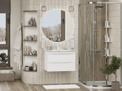 Тумба с раковиной Misty Мираж 70 УТ000025393 подвесная Белая