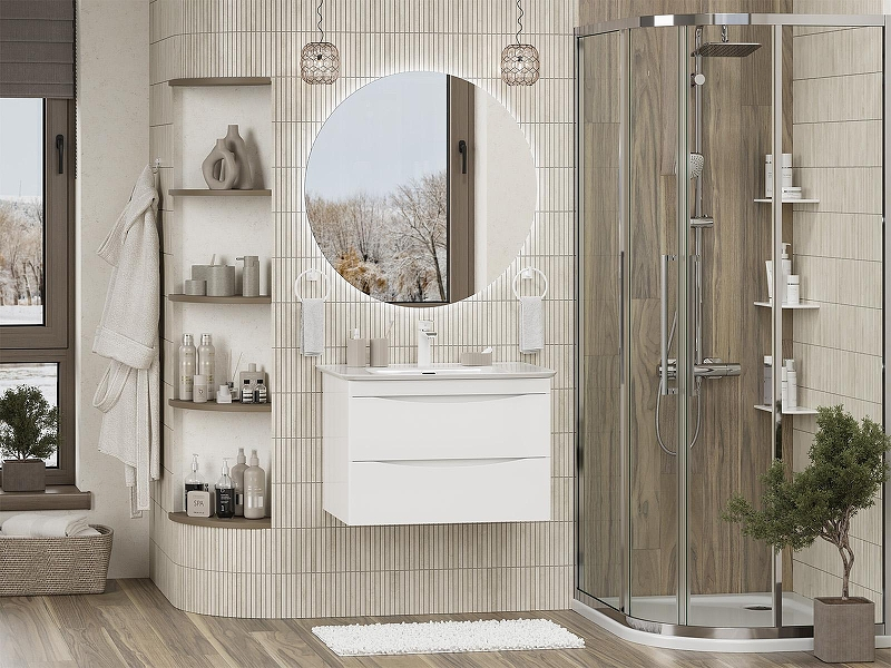 Тумба с раковиной Misty Мираж 70 УТ000025393 подвесная Белая, купить, цена, заказать, магазин, доставка, скидка, промокод, купить, цена, заказать, магазин, доставка, скидка, промокод