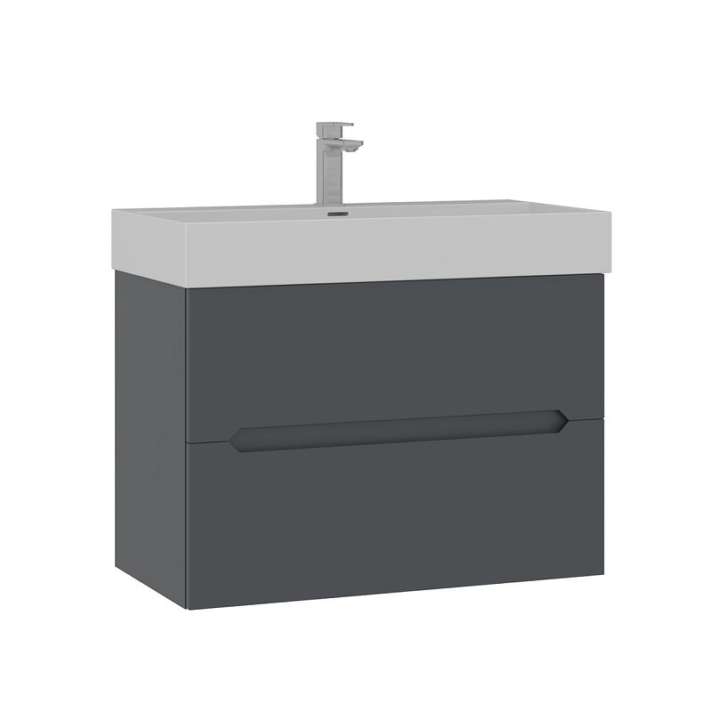 Тумба с раковиной Orka Malta 80 5001476 подвесная цвет Антрацит матовый, купить, цена, заказать, магазин, доставка, скидка, промокод, купить, цена, заказать, магазин, доставка, скидка, промокод