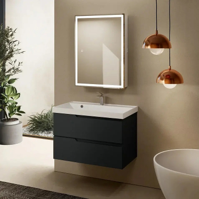 Тумба под раковину AQUAme S3 80 AQM900380GM подвесная цвет Антрацит