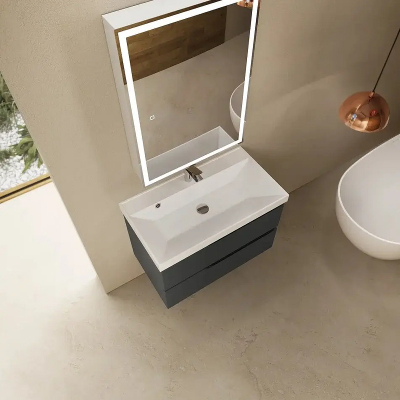 Тумба под раковину AQUAme S3 80 AQM900380GM подвесная цвет Антрацит