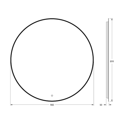 Зеркало Defesto Aura 90х90 DF 2996S с подсветкой 28W-3000K/Сенсорный выключатель/Теплый белый свет/Черная рама