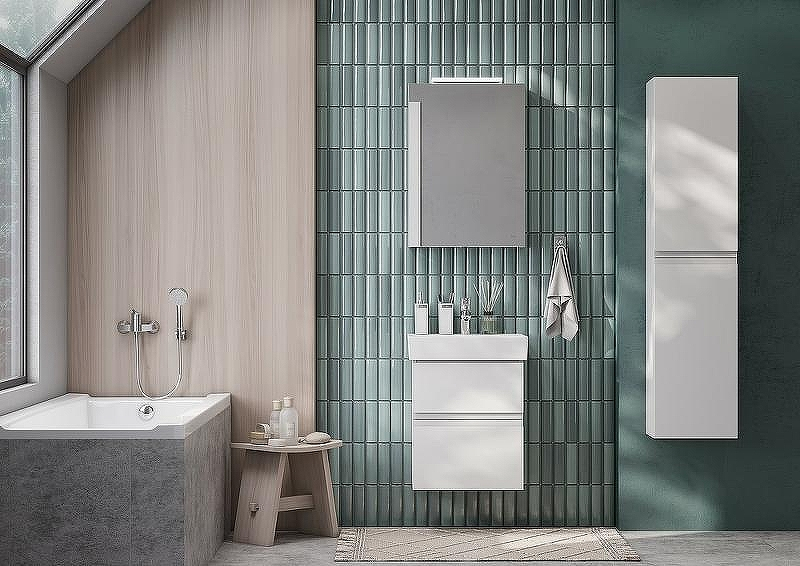 Зеркальный шкаф Roca Oleta 50 R A857644501 с подсветкой Белый матовый, купить, цена, заказать, магазин, доставка, скидка, промокод, купить, цена, заказать, магазин, доставка, скидка, промокод