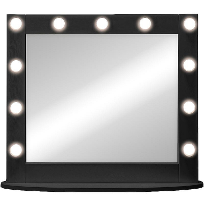 Зеркало Континент 800х700 ЗГП43 гримерное с подсветкой Черное с механическим выключателем