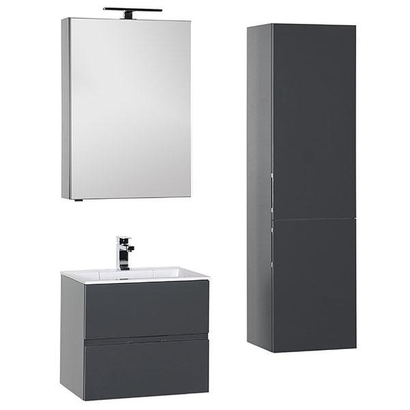 Тумба под раковину Aquanet Алвита 80 215120 подвесная Серый антрацит, купить, цена, заказать, магазин, доставка, скидка, промокод, купить, цена, заказать, магазин, доставка, скидка, промокод