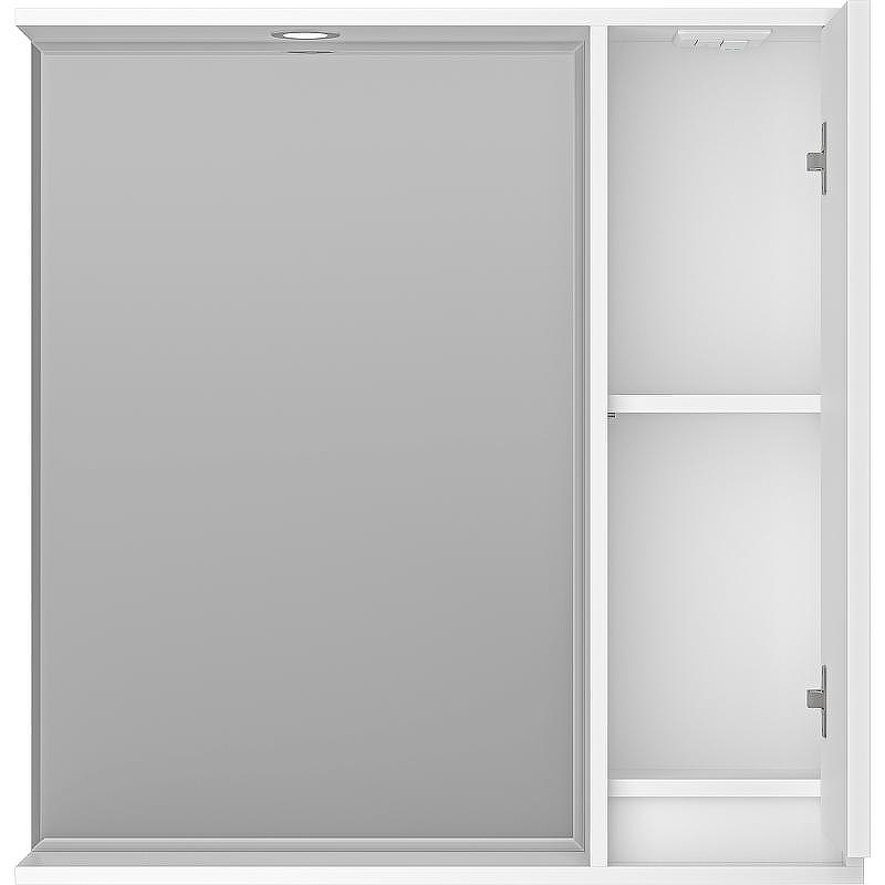 Зеркало со шкафом Brevita Balaton 80 R BAL-04080-01-П с подсветкой Белое матовое, купить, цена, заказать, магазин, доставка, скидка, промокод, купить, цена, заказать, магазин, доставка, скидка, промокод