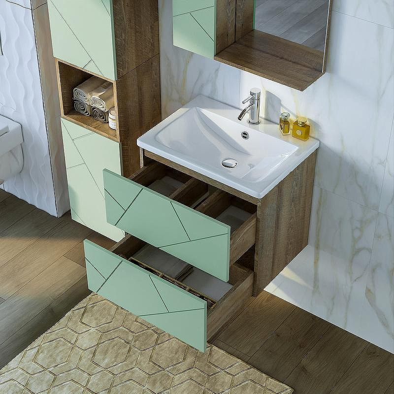 Тумба под раковину Бриклаер Кристалл 60 4627125417153 подвесная Фисташка Дуб гранж песочный, купить, цена, заказать, магазин, доставка, скидка, промокод, купить, цена, заказать, магазин, доставка, скидка, промокод