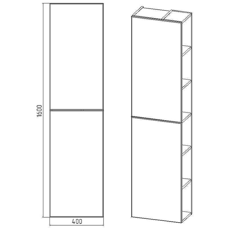 Шкаф пенал VIANT Бостон 40 VBOS400G-PENP подвесной Графит матовый Дуб Вотан, купить, цена, заказать, магазин, доставка, скидка, промокод, купить, цена, заказать, магазин, доставка, скидка, промокод
