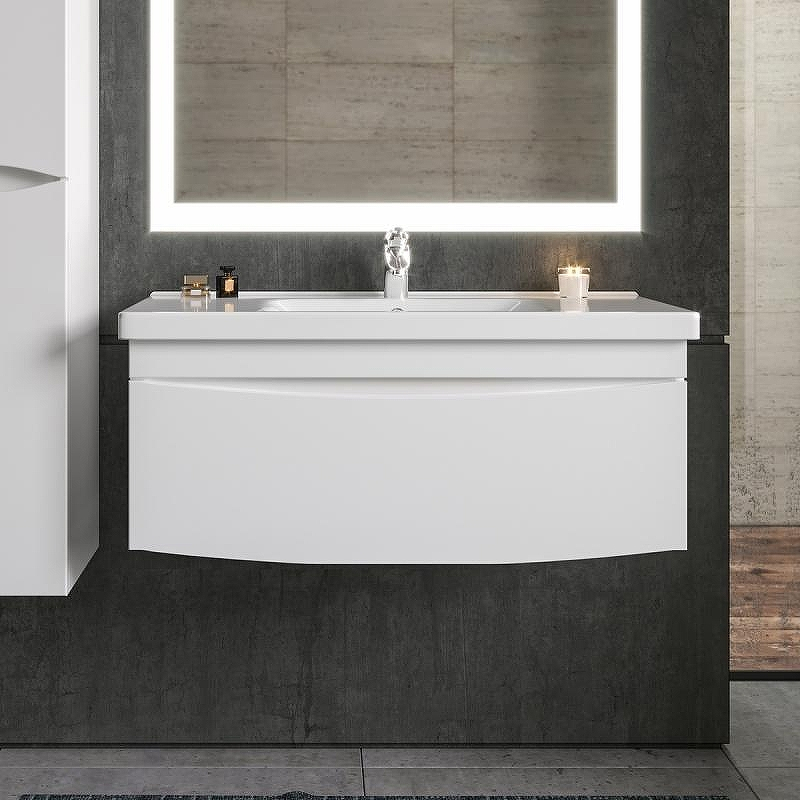 Тумба под раковину Бриклаер Вега 100 4627125414022 подвесная Белый глянец, купить, цена, заказать, магазин, доставка, скидка, промокод, купить, цена, заказать, магазин, доставка, скидка, промокод