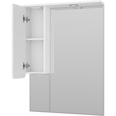 Зеркало со шкафом Misty Чегет 75 L П-Чег-02075-01Л с подсветкой Белое глянцевое