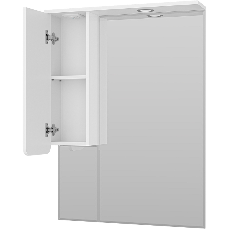 Зеркало со шкафом Misty Чегет 75 L П-Чег-02075-01Л с подсветкой Белое глянцевое, купить, цена, заказать, магазин, доставка, скидка, промокод, купить, цена, заказать, магазин, доставка, скидка, промокод