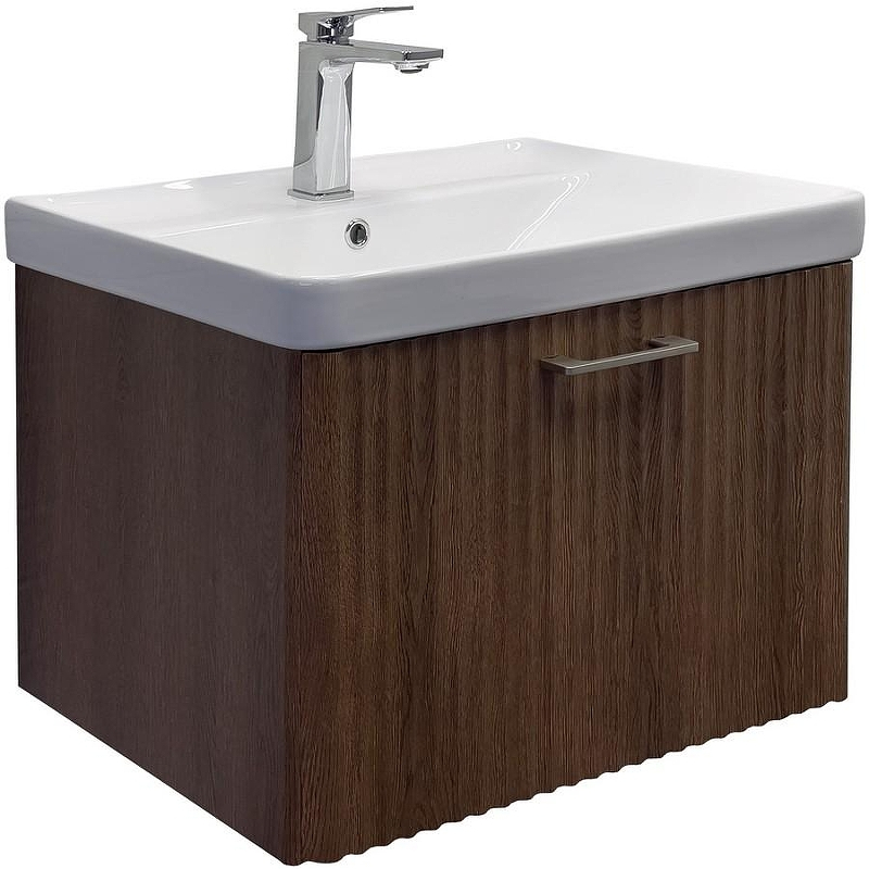 Тумба с раковиной Comforty Ангара 60П 00-00021035 подвесная Дуб темно-коричневый, купить, цена, заказать, магазин, доставка, скидка, промокод, купить, цена, заказать, магазин, доставка, скидка, промокод