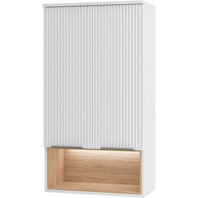 Подвесной шкаф Brevita Enfida 60 ENF-08060-011 над стиральной машиной Белый матовый Дуб Сонома светлый