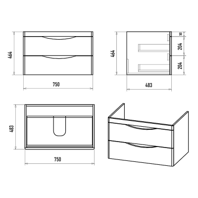 Тумба с раковиной Misty Мираж 80 УТ000025391 подвесная Белая