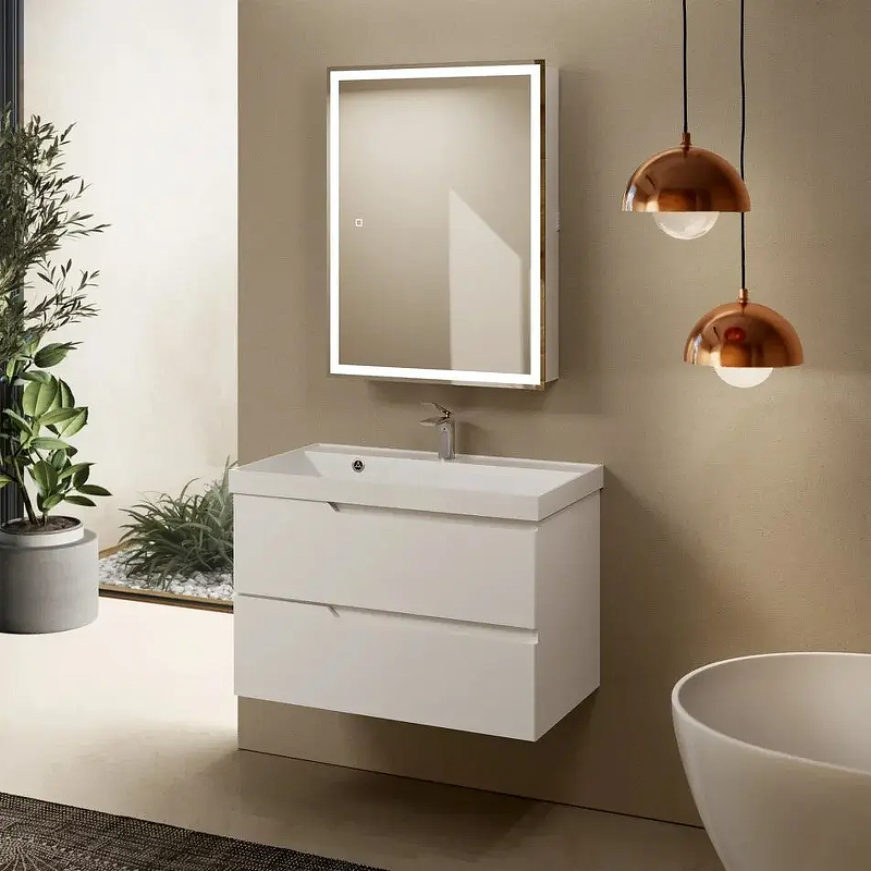 Тумба под раковину AQUAme S3 80 AQM900380WH подвесная цвет Белый глянцевый, купить, цена, заказать, магазин, доставка, скидка, промокод, купить, цена, заказать, магазин, доставка, скидка, промокод