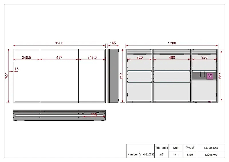 Зеркальный шкаф Esbano 120 ESMT3812D с подсветкой с инфракрасным выключателем, купить, цена, заказать, магазин, доставка, скидка, промокод, купить, цена, заказать, магазин, доставка, скидка, промокод