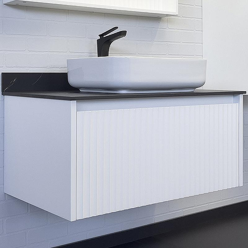 Тумба с раковиной Comforty Марсель 90 00-00013795 подвесная Белая матовая Калакатта Блэк, купить, цена, заказать, магазин, доставка, скидка, промокод, купить, цена, заказать, магазин, доставка, скидка, промокод