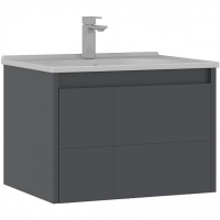 Тумба с раковиной Orka Likya 65 5002493 подвесная Антрацит матовый, купить, цена, заказать, магазин, доставка, скидка, промокод, купить, цена, заказать, магазин, доставка, скидка, промокод