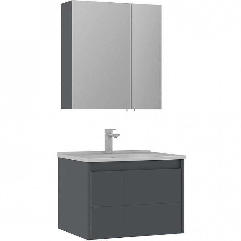 Тумба с раковиной Orka Likya 65 5002493 подвесная Антрацит матовый, купить, цена, заказать, магазин, доставка, скидка, промокод, купить, цена, заказать, магазин, доставка, скидка, промокод