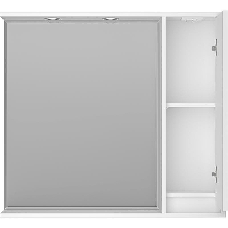 Зеркало со шкафом Brevita Balaton 90 R BAL-04090-01-П с подсветкой Белое матовое, купить, цена, заказать, магазин, доставка, скидка, промокод, купить, цена, заказать, магазин, доставка, скидка, промокод