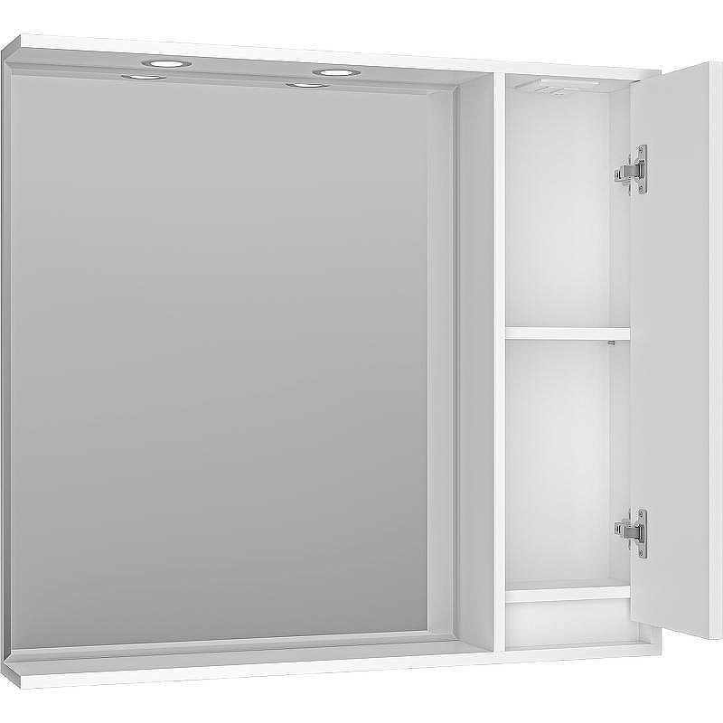 Зеркало со шкафом Brevita Balaton 90 R BAL-04090-01-П с подсветкой Белое матовое, купить, цена, заказать, магазин, доставка, скидка, промокод, купить, цена, заказать, магазин, доставка, скидка, промокод