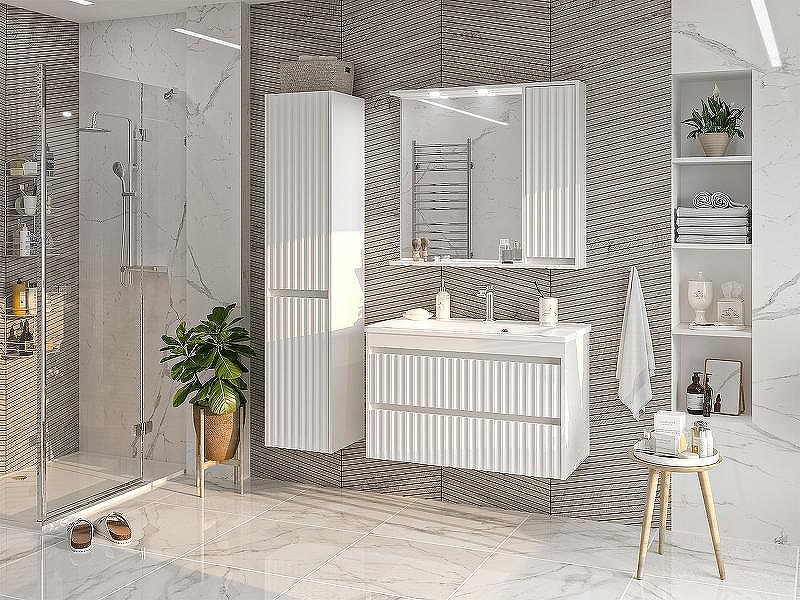 Зеркало со шкафом Brevita Balaton 90 R BAL-04090-01-П с подсветкой Белое матовое, купить, цена, заказать, магазин, доставка, скидка, промокод, купить, цена, заказать, магазин, доставка, скидка, промокод