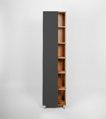 Шкаф пенал VIANT Бостон 45 VBOS450G-PEN Графит матовый Дуб Вотан