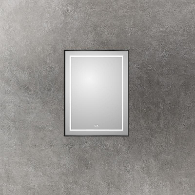 Зеркало BelBagno Kraft 60 SPC-KRAFT-600-800-LED-TCH-WARM-NERO с подсветкой Черное с сенсорным выключателем и подогревом