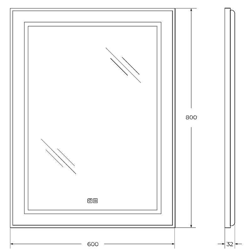 Зеркало BelBagno Kraft 60 SPC-KRAFT-600-800-LED-TCH-WARM-NERO с подсветкой Черное с сенсорным выключателем и подогревом, купить, цена, заказать, магазин, доставка, скидка, промокод, купить, цена, заказать, магазин, доставка, скидка, промокод