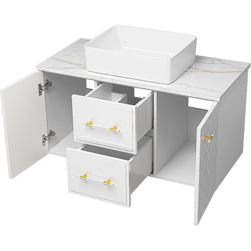 Тумба с раковиной Brevita Shanel 100 УТ000023185 подвесная Белая глянцевая, купить, цена, заказать, магазин, доставка, скидка, промокод, купить, цена, заказать, магазин, доставка, скидка, промокод