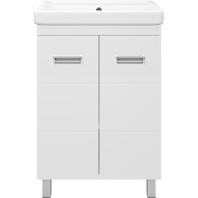 Тумба с раковиной Misty Селена 60 СО000001652 Белая глянцевая