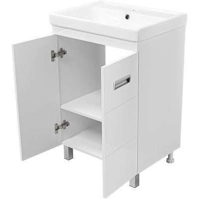 Тумба с раковиной Misty Селена 60 СО000001652 Белая глянцевая