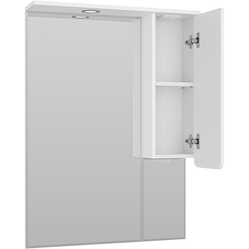 Зеркало со шкафом Misty Чегет 75 R П-Чег-02075-01П с подсветкой Белое глянцевое, купить, цена, заказать, магазин, доставка, скидка, промокод, купить, цена, заказать, магазин, доставка, скидка, промокод