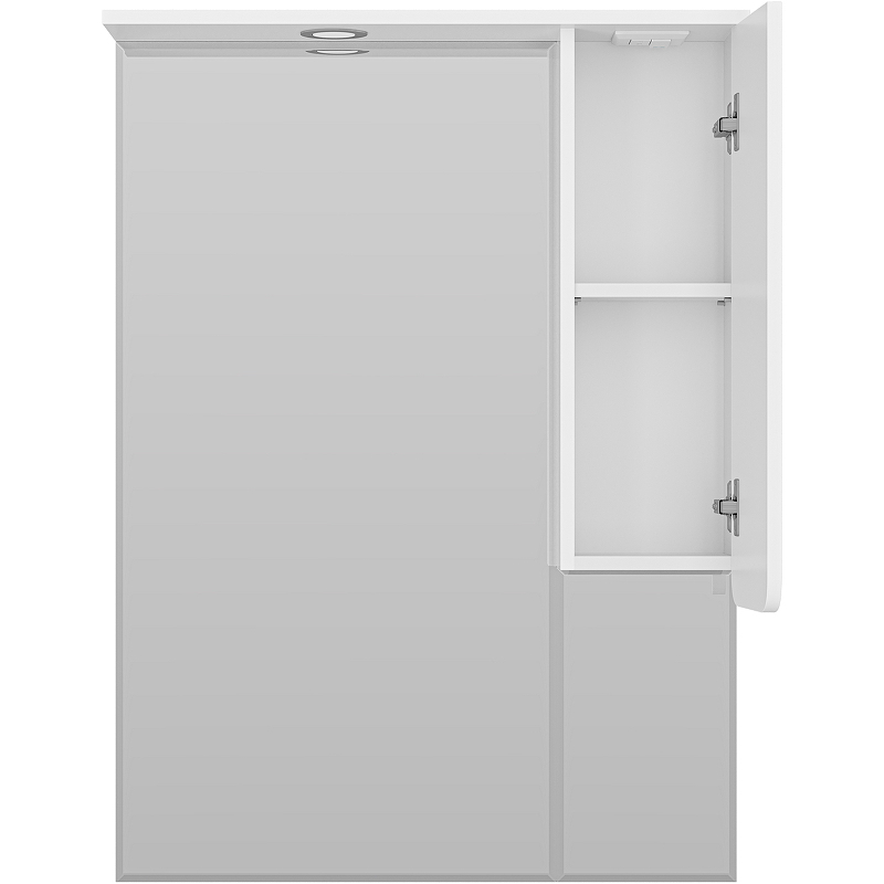 Зеркало со шкафом Misty Чегет 75 R П-Чег-02075-01П с подсветкой Белое глянцевое, купить, цена, заказать, магазин, доставка, скидка, промокод, купить, цена, заказать, магазин, доставка, скидка, промокод