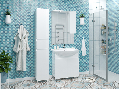 Зеркало со шкафом Misty Чегет 75 R П-Чег-02075-01П с подсветкой Белое глянцевое