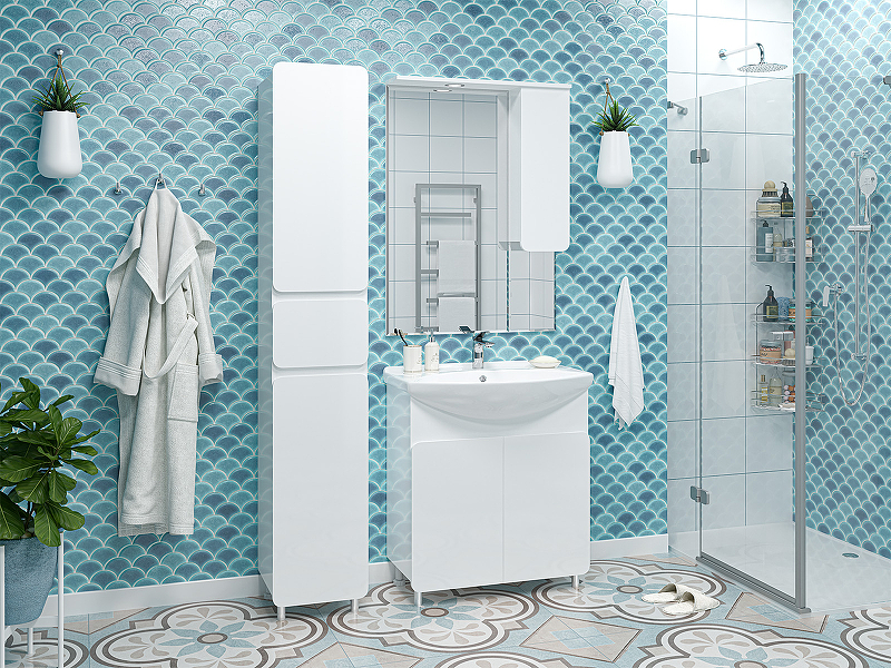 Зеркало со шкафом Misty Чегет 75 R П-Чег-02075-01П с подсветкой Белое глянцевое, купить, цена, заказать, магазин, доставка, скидка, промокод, купить, цена, заказать, магазин, доставка, скидка, промокод