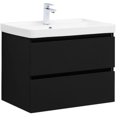 Тумба под раковину Aquanet Вега 2.0 70 337954 подвесная Черная матовая