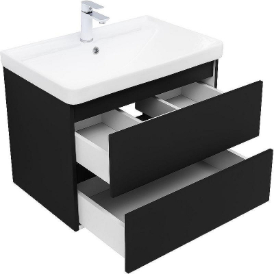 Тумба под раковину Aquanet Вега 2.0 70 337954 подвесная Черная матовая