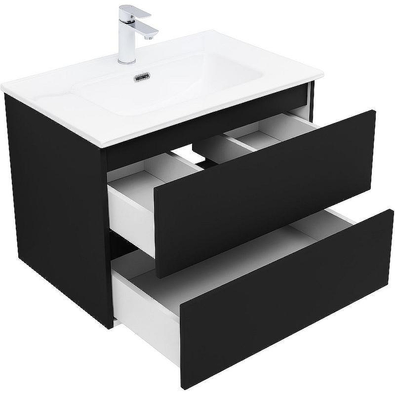 Тумба под раковину Aquanet Вега 2.0 70 337954 подвесная Черная матовая, купить, цена, заказать, магазин, доставка, скидка, промокод, купить, цена, заказать, магазин, доставка, скидка, промокод