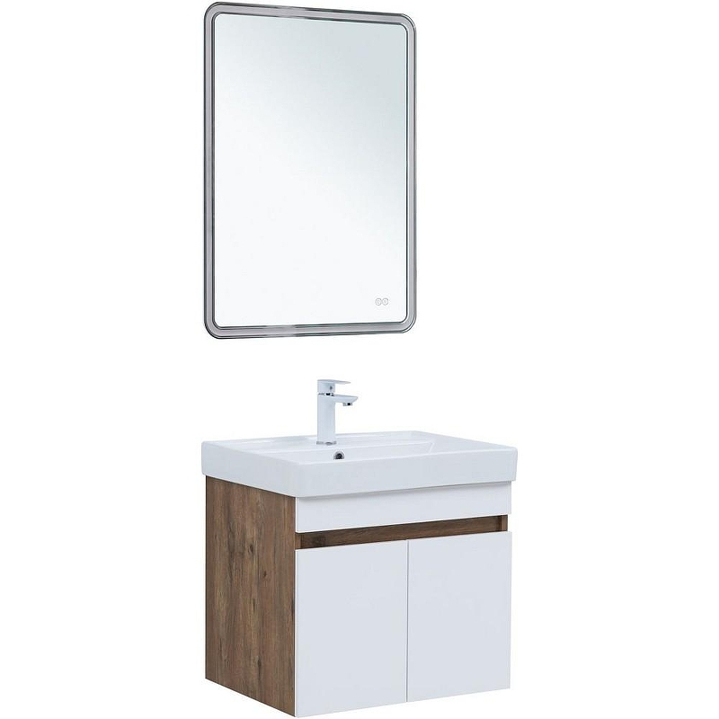 Тумба под раковину Aquanet Оптима 60 344791 подвесная Дуб рустикальный Белый сатин, купить, цена, заказать, магазин, доставка, скидка, промокод, купить, цена, заказать, магазин, доставка, скидка, промокод